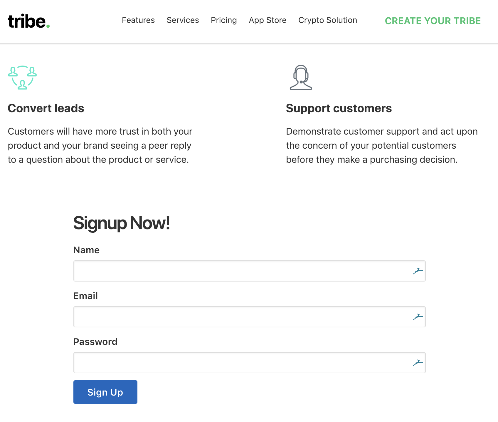 Signup widget